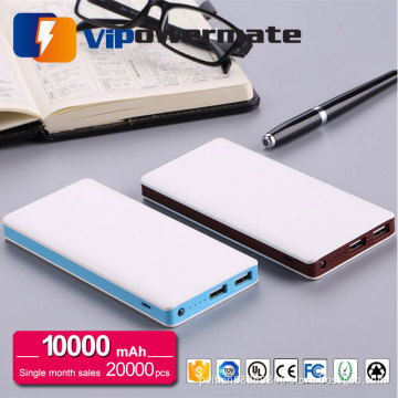 Wholesale factory mobile phone portable slim lithium polymer power bank charger 10000mah